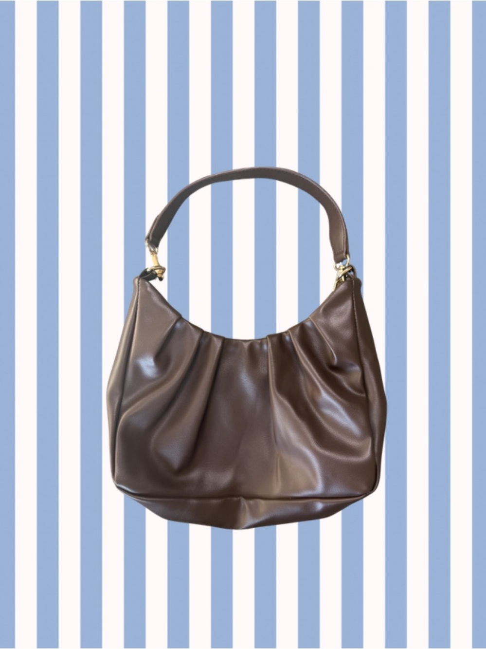 Classic Brown Faux Leather Shoulder Bag